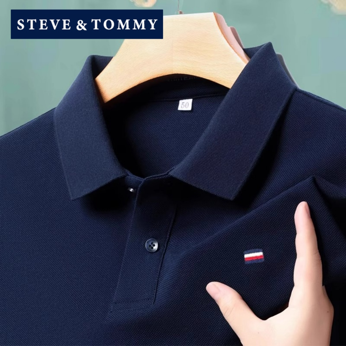 STEVE TOMMY史蒂夫汤米短袖POLO衫男夏季薄款商务休闲纯棉刺绣T恤