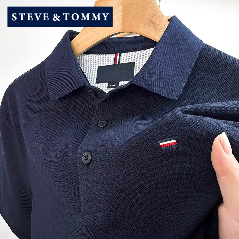 STEVE TOMMY史蒂夫汤米短袖POLO衫男夏季薄款商务休闲刺绣纯棉T恤