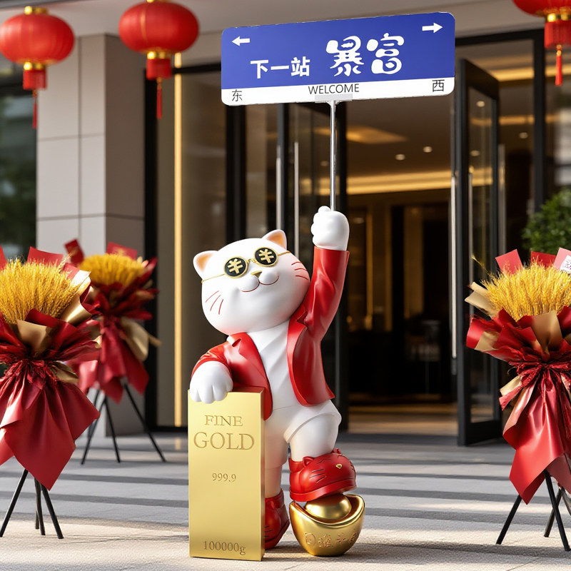 招财猫落地大型摆件公司店铺门口迎宾招财发财猫送朋友开业礼物