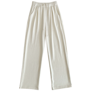 白色雪尼尔阔腿裤女秋冬2022新款高腰垂坠感直筒加绒灯芯绒休闲裤