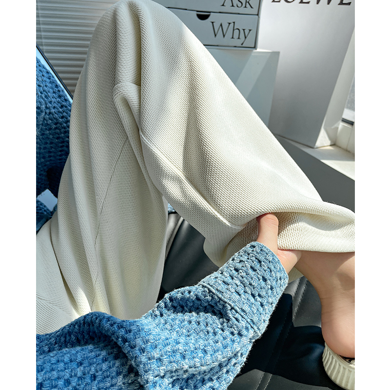 针织阔腿垂感宽松高腰