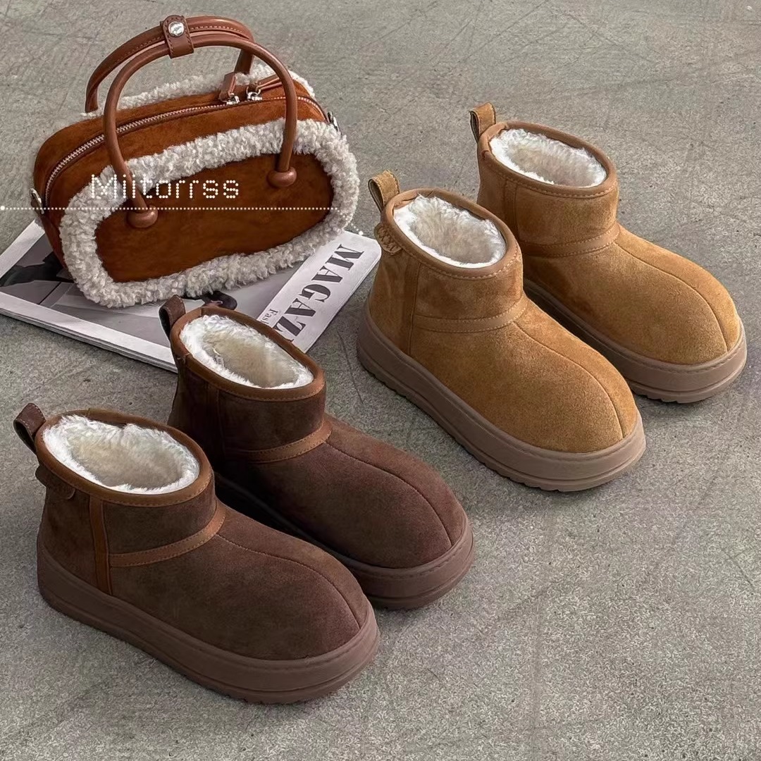 蜜女鞋雪地靴加毛加厚25冬款女鞋时尚百搭韩版潮鞋舒适保暖耐磨