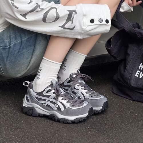 C女鞋2026秋款女鞋老爹鞋皮网结合休闲鞋时尚百搭舒适轻便防滑