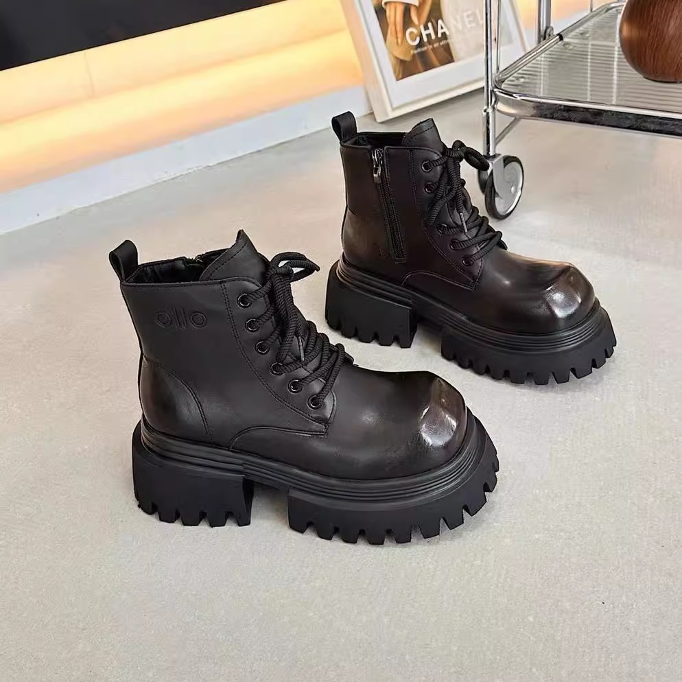 第一佳人女鞋马丁靴短靴加绒2025秋冬女鞋时尚百搭舒适增高气质