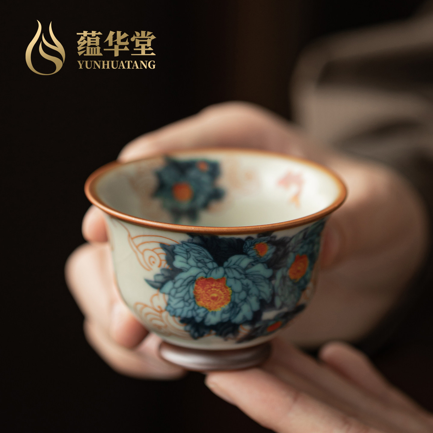 蕴华堂彷古汝窑反口杯高档青花主人杯中式覆古功夫茶杯品茗杯单杯,餐饮具,茶杯,淘宝优惠券,粉丝福利购,淘宝优惠卷