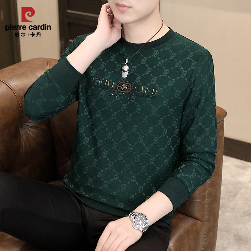 皮尔卡丹春秋新款男士长袖T恤