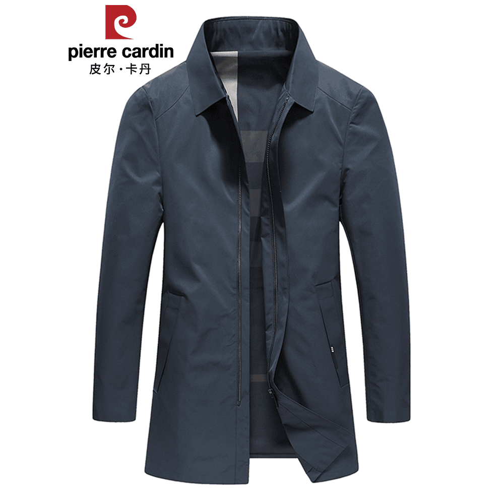 皮尔卡丹2024春秋季新款风衣男士中长款翻领商务休闲中年男装外套