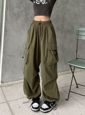 American retro workwear casual pants women's summer versatil