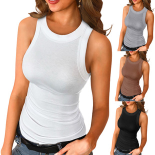Vest female sexy round neck base inner layer outer layer top