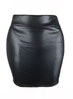 Women's imitation leather skirt, imitation PU wrapped short