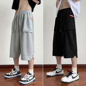 夏装新款立体华夫格立体大口袋港风休闲七分运动裤男K7618P40图片