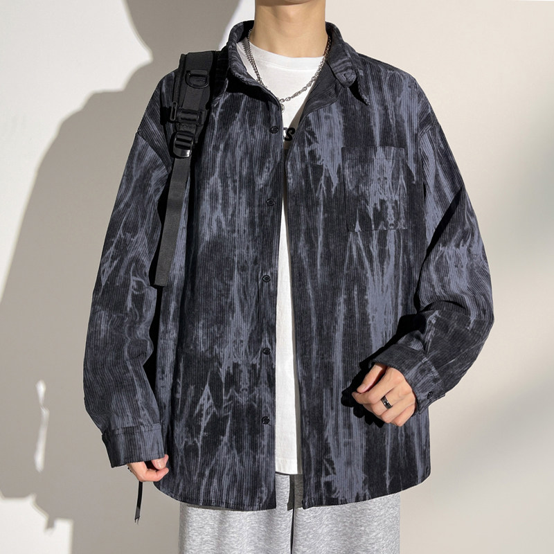 CS899特批P38现货秋冬新款扎染肌理感大码长袖衬衫M-6XL,男装衬衫,电商A018