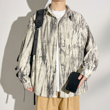 特批P38现货秋冬新款扎染肌理感大码长袖衬衫M-6XL，男装衬衫，电商A018