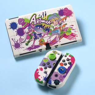 续航版 一体硅胶手柄软壳ns日版 游戏机保护套可插底座收纳包 全包喷喷限定款 任天堂switch保护壳oled硬壳分离式