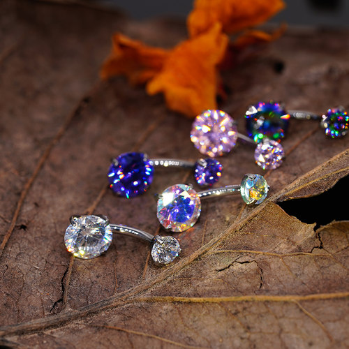 rockboil钛合金长杆脐钉爆闪锆石