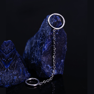 rock 双圈耳骨环连体链条双孔钛钢日韩高级感耳链 boil简约气质款