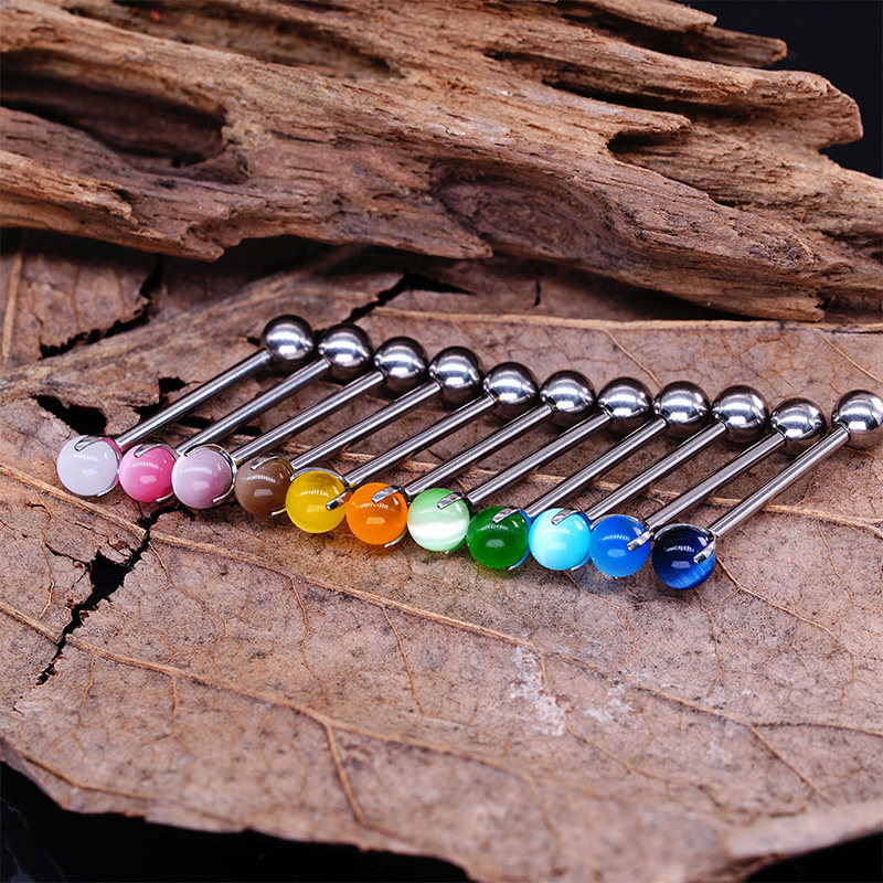 rockboil钛合金舌钉萌宠猫眼石