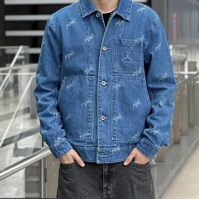 辉辉体育 男子户外运动舒适休闲梭织翻领牛仔夹克外套 FN4650-436