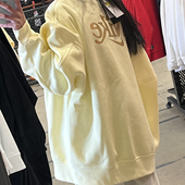 纯色背面Logo贴标加绒圆领长袖 卫衣 黄色 辉辉体育 FB1918 744