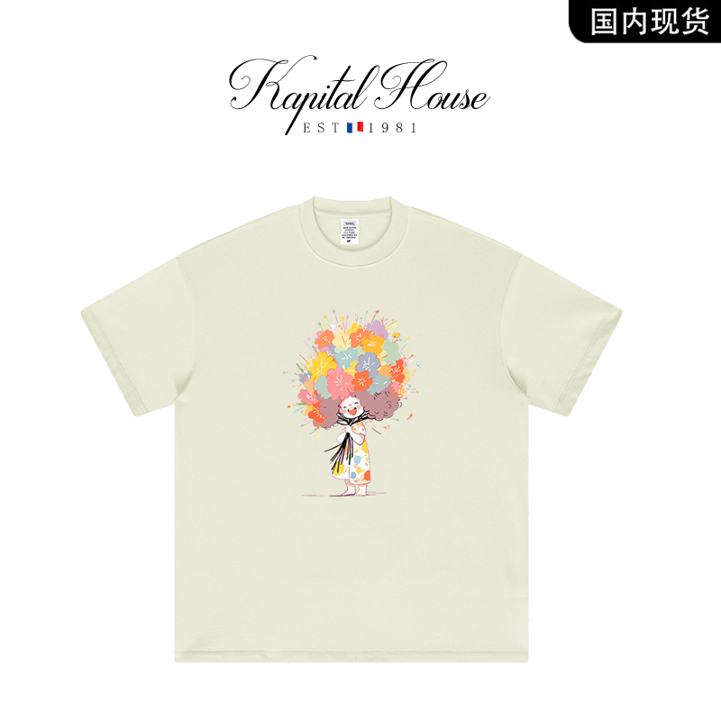 kapital house夏季新款休闲小女孩印花短袖T恤宽松百搭上衣ins
