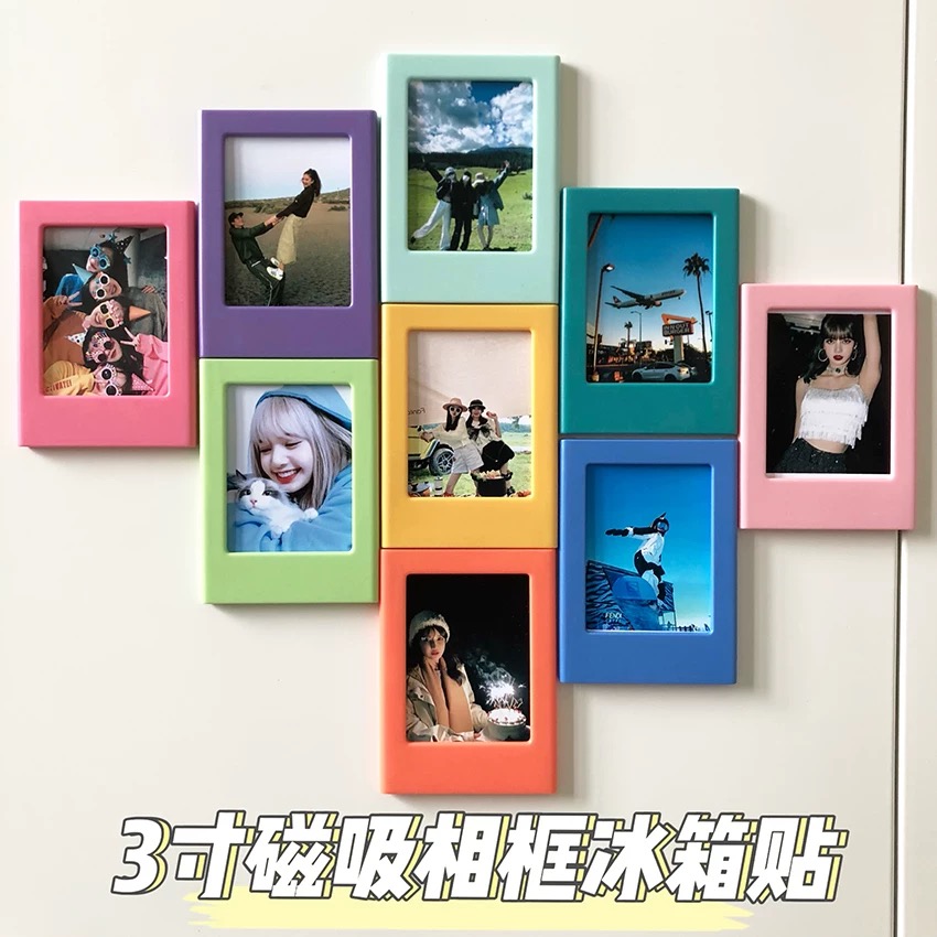 适用拍立得mini3寸冰箱贴相框 diy三寸照片磁吸相框富士mini12/99