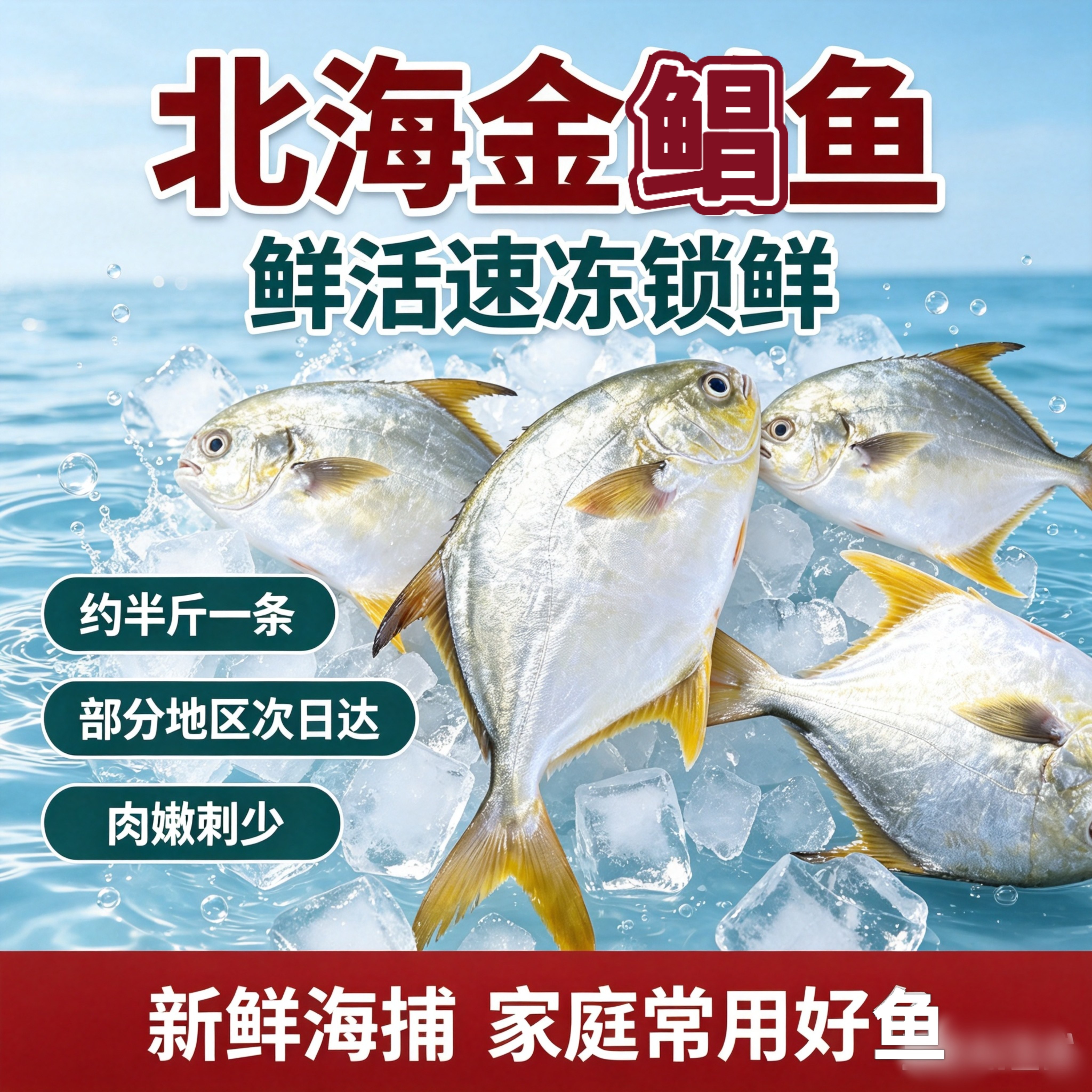 金鲳鱼鲜活速冻 新鲜冷冻海鱼