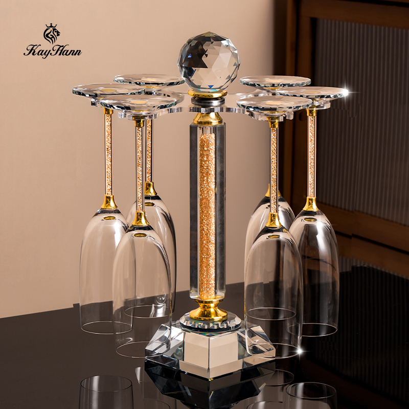 轻奢高档水晶钻石香槟杯 高脚杯家用玻璃杯套装一对结婚商务送礼