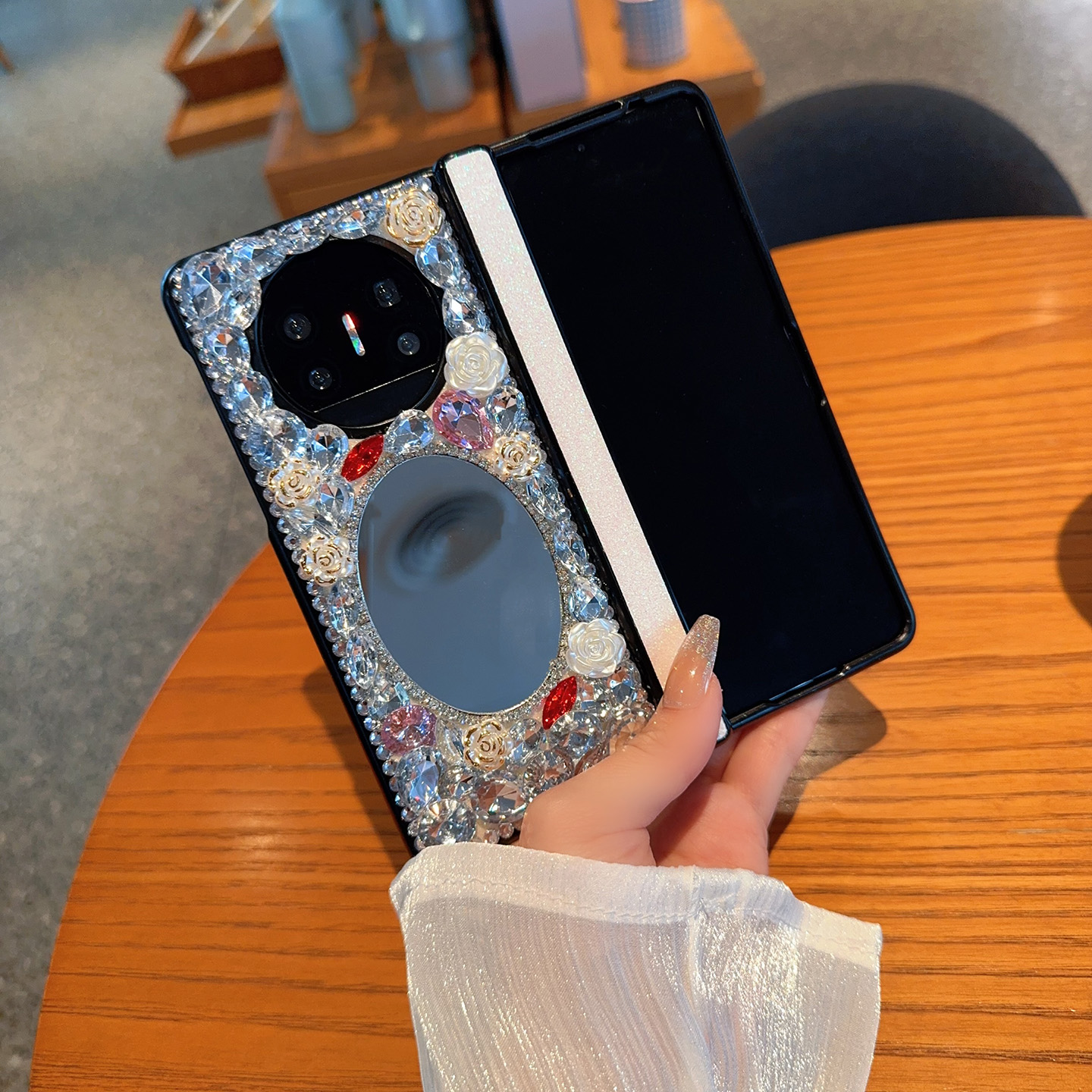 适用华为matex6手机壳带钻镜面潮