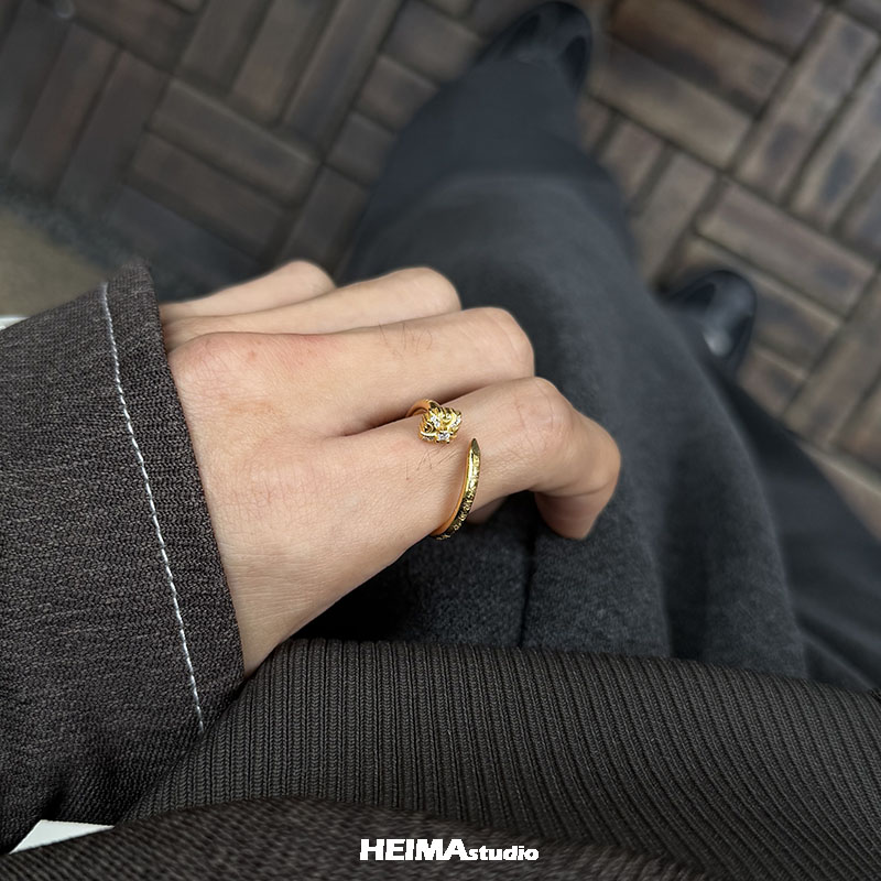 原创鸢尾花系列纯银复古钉子戒指男士莫桑钻食指戒子小众高级感