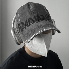 美式水洗做旧破洞棒球帽男女百搭字母鸭舌帽子显脸小潮加深大头围