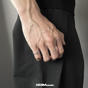 原创鸢尾花系列纯银尾戒男女复古做旧小拇指小指情侣小众高级感