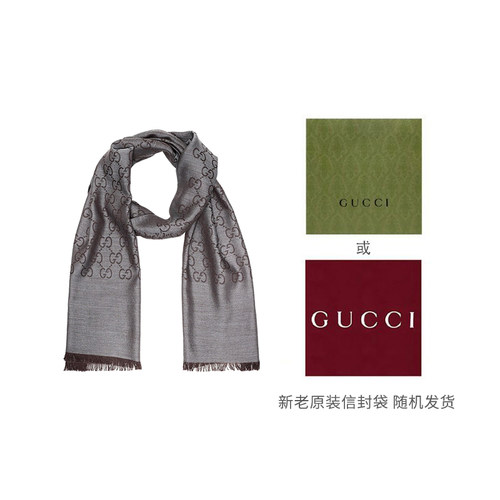 GUCCI古驰羊毛双面印花流苏披肩