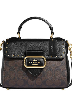 COACH 蔻驰 女士手拎包单肩包斜挎包 马车扣 铆钉款 黑色logo
