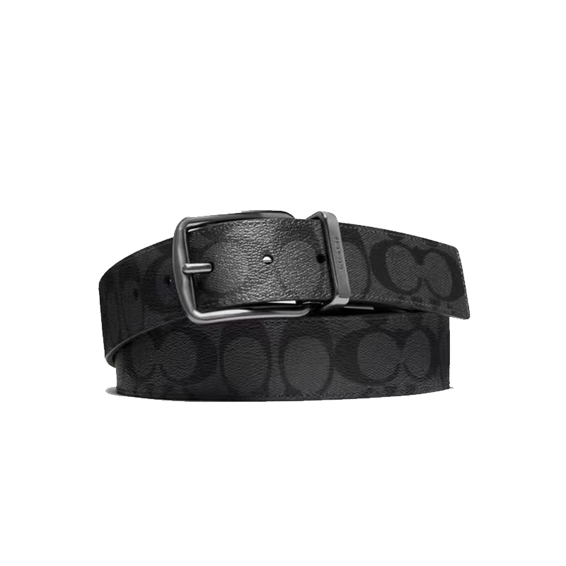 COACH 蔻驰 男士商务休闲皮带 C扣 老花款 宽版双面两用