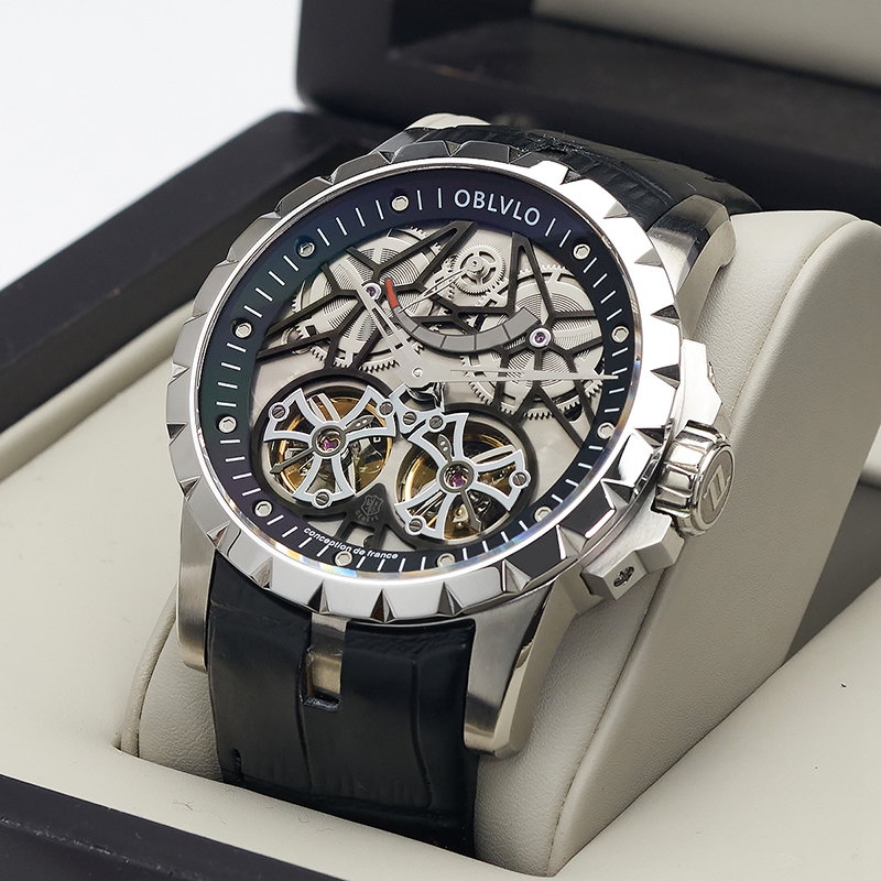 法国OBL欧宝罗大表盘手表双陀飞轮机械表超大表盘手表能量显示-封面
