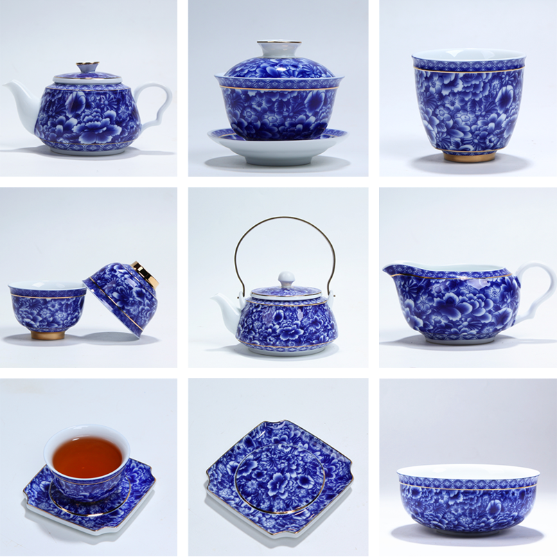 功夫茶具套装釉下彩轻奢茶壶