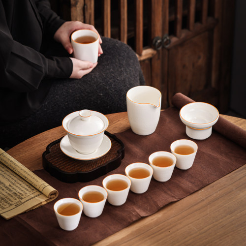 宋丰汝窑功夫茶具白色玉脂汝盖碗