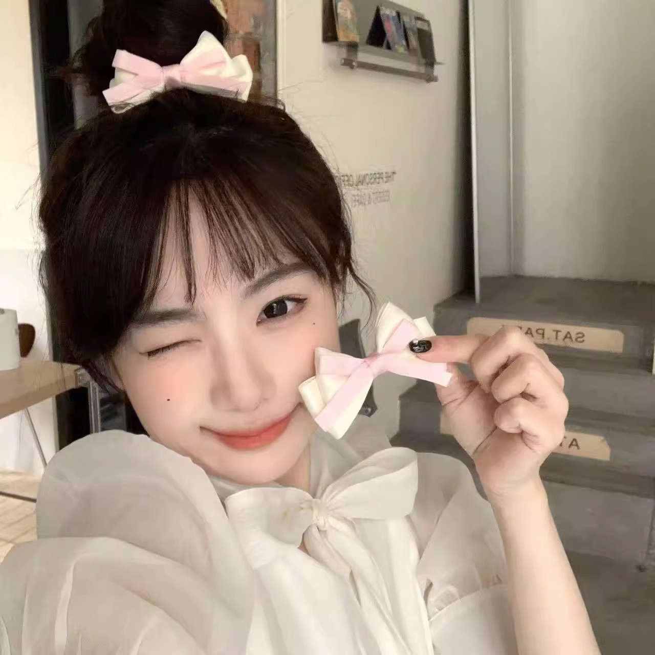ins法式甜心少女蝴蝶结发夹公主头韩系边夹侧边夹双马尾头饰