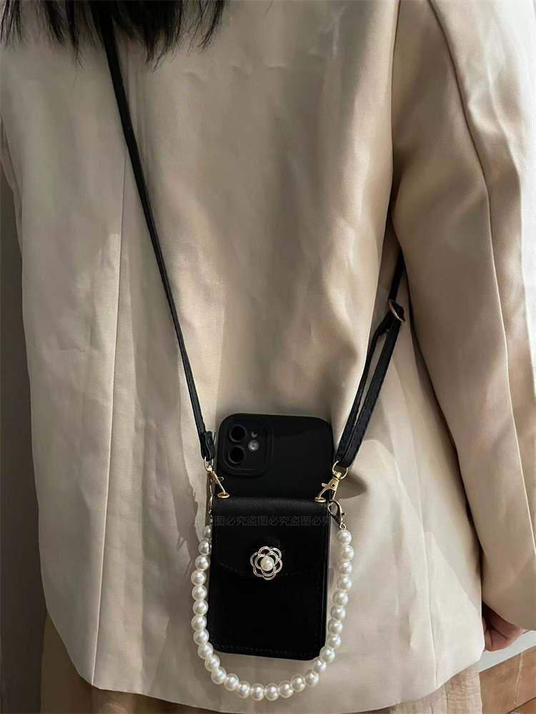 黑色山茶花零钱包适用Meizu魅族20pro手机壳18X斜挎背带挂绳16th网红卡通meizu17全包18s软16plus壳18pro