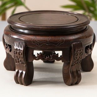 实木底座圆形花瓶花盆酒缸酒坛茶罐荷花缸奇石木底托空调垫高架子