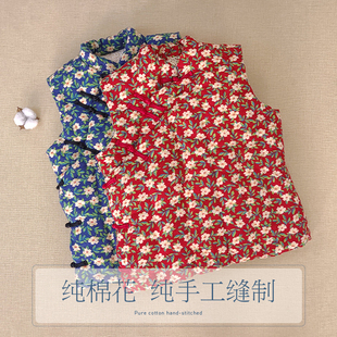 纯棉花手工女士加厚马甲成人修身 保暖服坎肩妈妈棉马夹背心内外穿