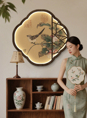 新中式宋氏宋代美学挂画入户玄关花鸟国风禅意茶室装饰画氛围壁灯