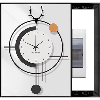 遮挡电表箱装饰画带钟竖版