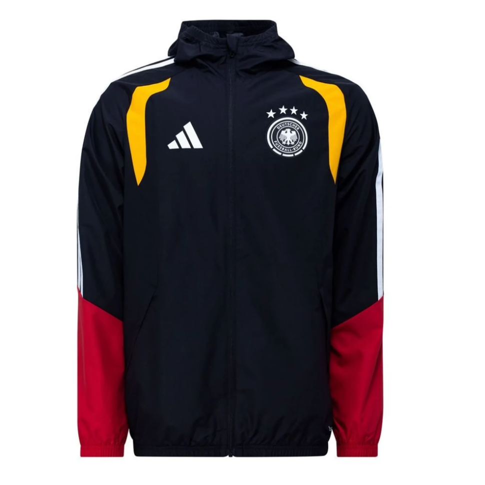 阿迪达斯26世界杯德国足球运动训练拉链连帽夹克外套成人男KB4489