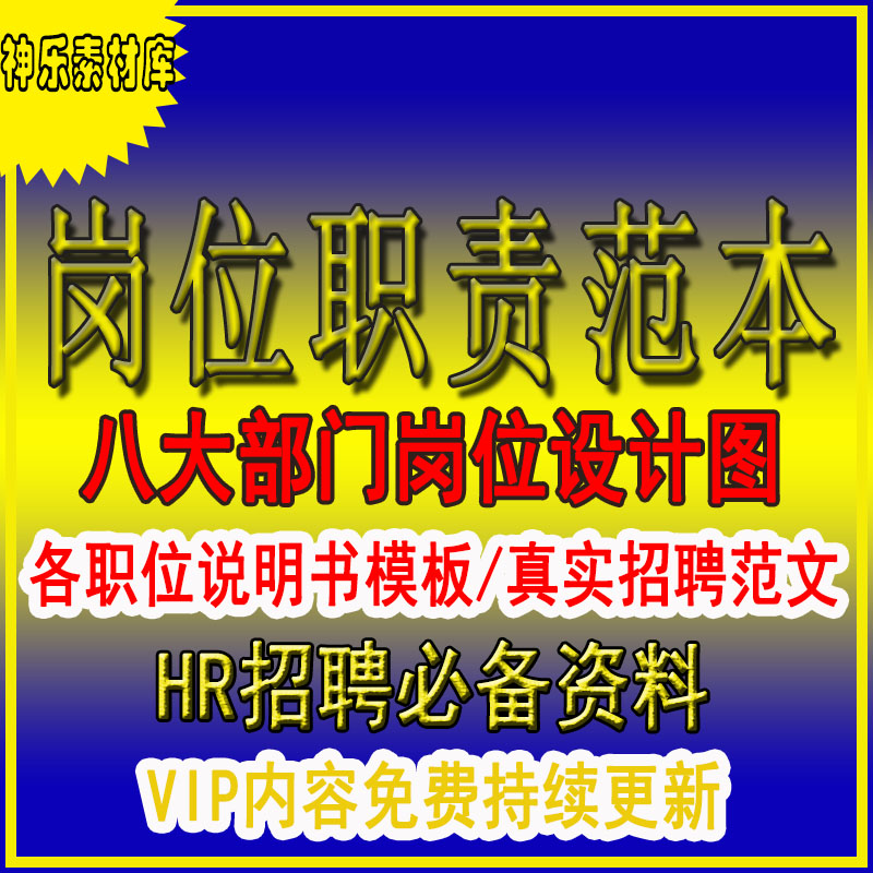 岗位职责资料范本公司职务招聘制度规范模板各行业职位说明书范文
