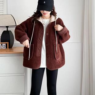 高级感皮毛一体女士棉服宽松2024秋冬季新款韩版时尚中长款外套女