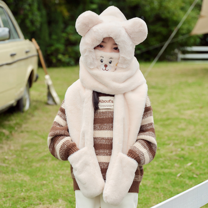 儿童帽子冬季女童围巾一体帽男童宝宝围脖手套三件套男孩防风护耳,童装/婴儿装/亲子装,帽子,淘宝优惠券,粉丝福利购,淘宝优惠卷