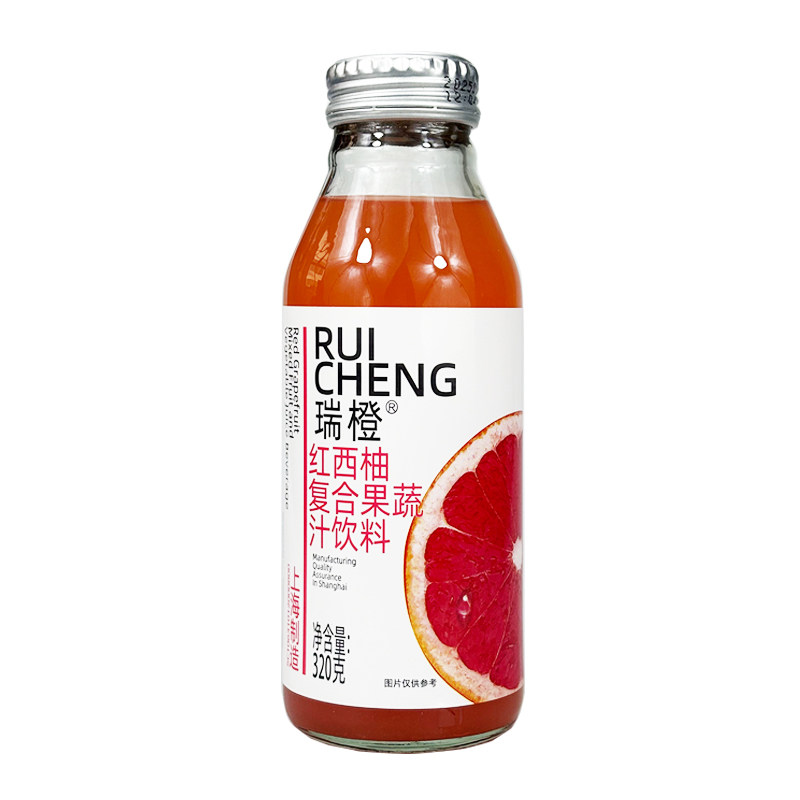 （2件8折）整箱瑞橙 320g 红西柚味 果汁饮料 玻璃瓶