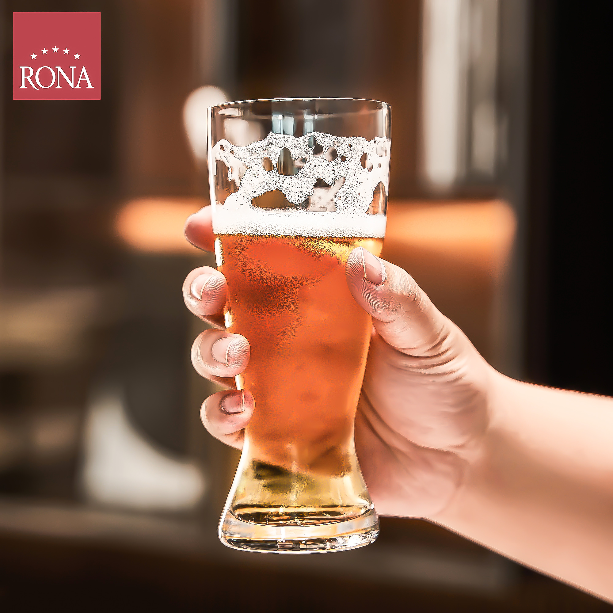 rona高档精酿啤酒杯捷克进口家用水晶玻璃轻奢大容量果汁杯饮料杯