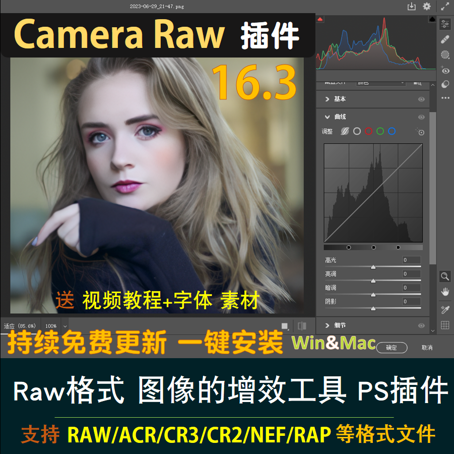 Ps插件CameraRaw16.3 增效工具ACR滤镜CR2/CR3格式Ps修图调色教程 商务/设计服务 设计素材/源文件 原图主图